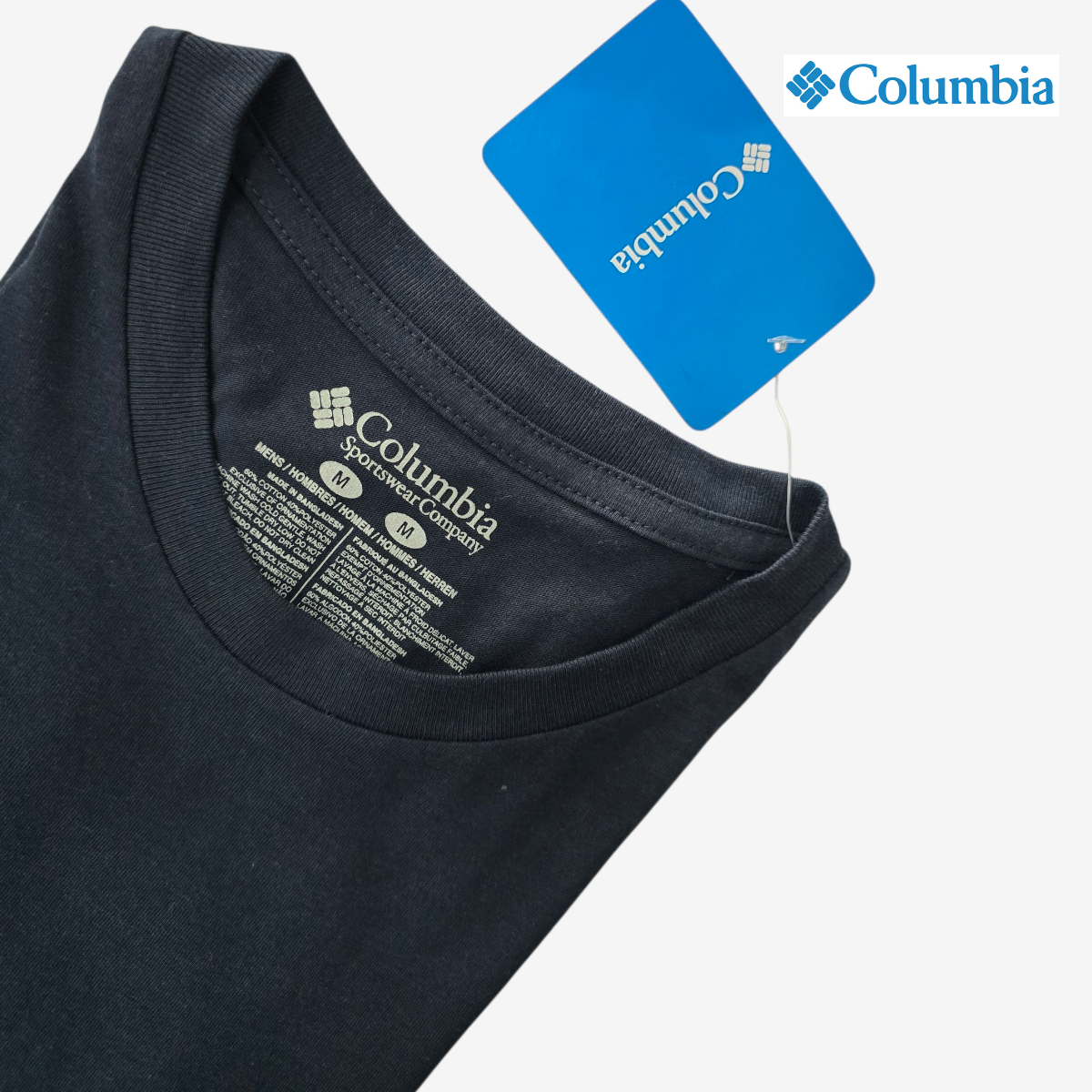 Playera manga corta COLUMBIA tipo tee para hombre casual Azul Marino Mediana