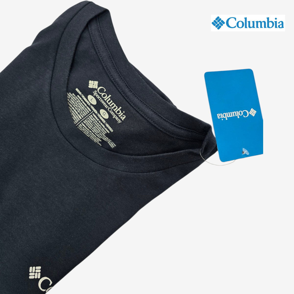 Playera manga corta COLUMBIA tipo tee para hombre casual Azul Marino Grande