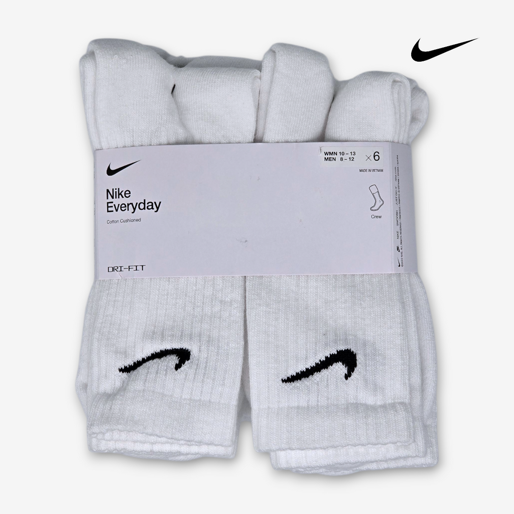 Calcetas Altas Nike Everyday Cushioned Blancas de entrenamiento 6 pares Hombre Talla L 26 al 30