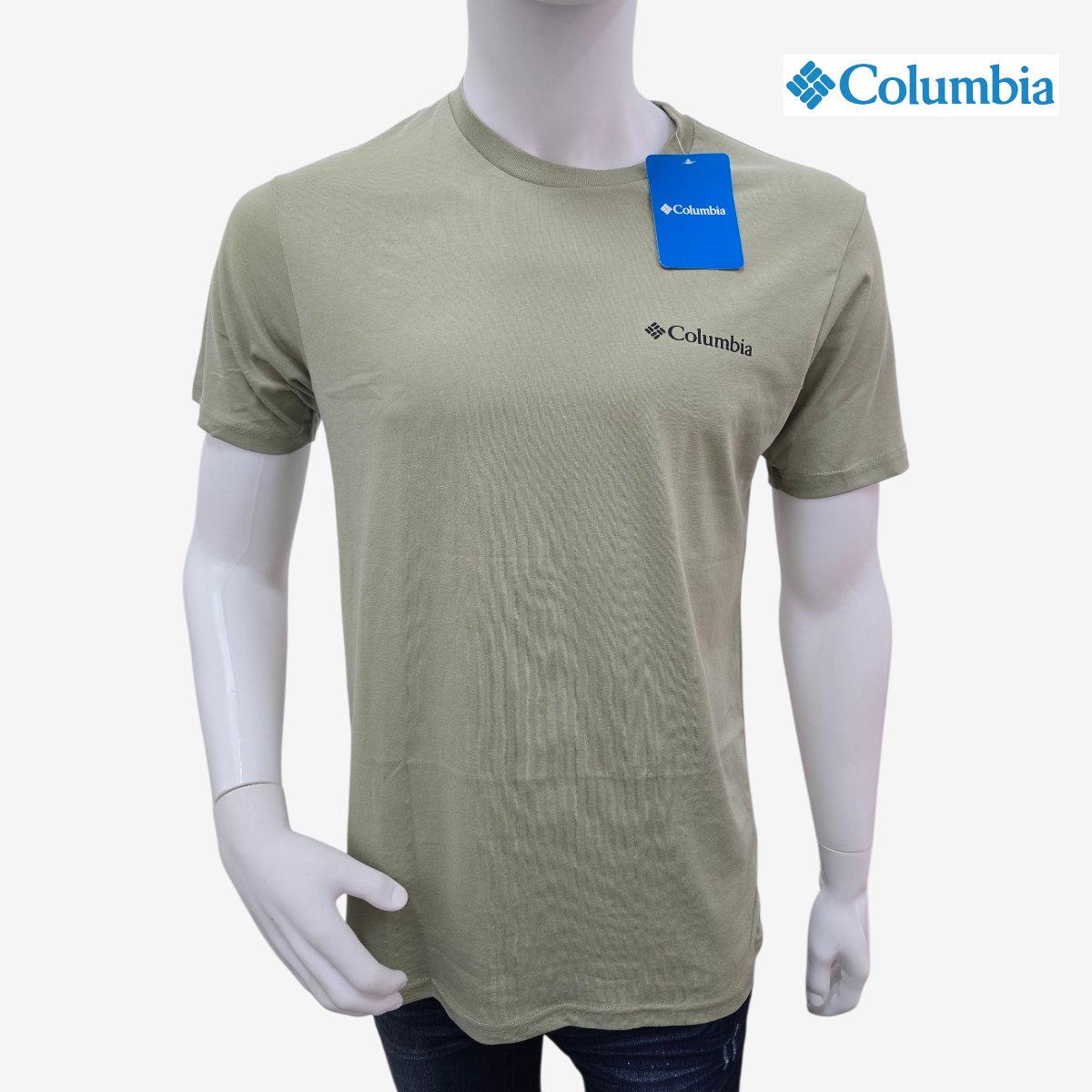 Playera manga corta COLUMBIA tipo tee para hombre casual Verde Mediana