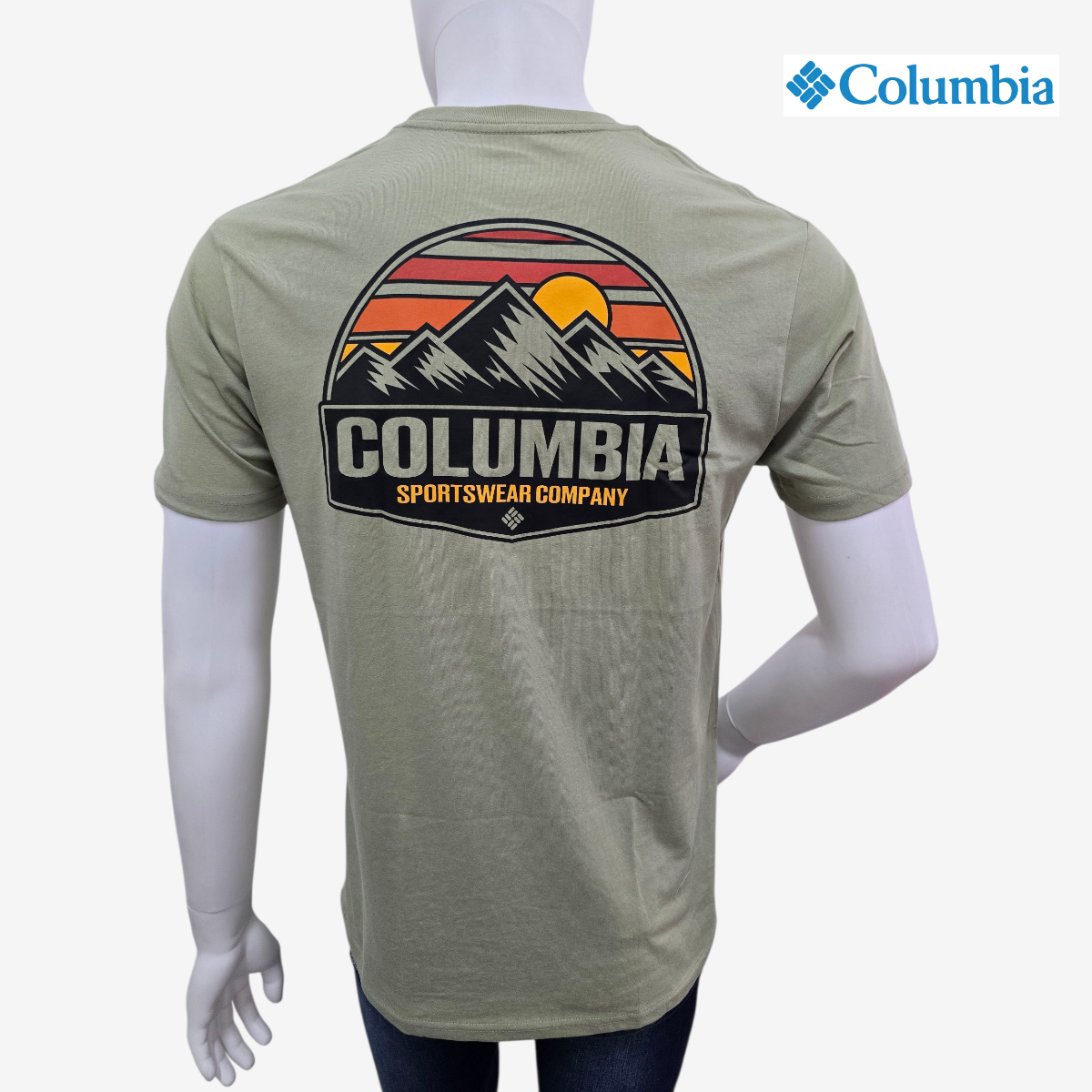 Playera manga corta COLUMBIA tipo tee para hombre casual Verde Mediana