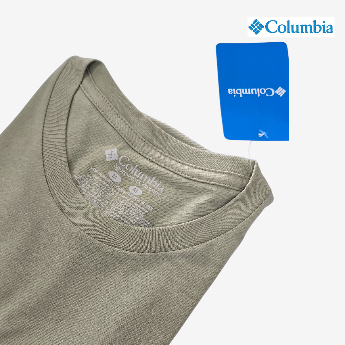 Playera manga corta COLUMBIA tipo tee para hombre casual Verde Mediana