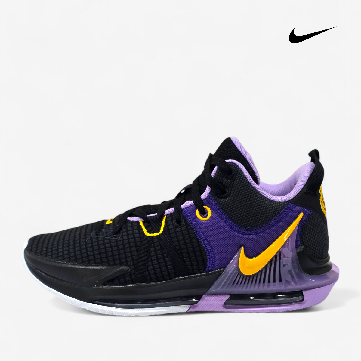 Tenis Hombre Basquetbol 27.5 Edicion LeBron James WITNESS VII 7 Nike Negro Morado Lakers