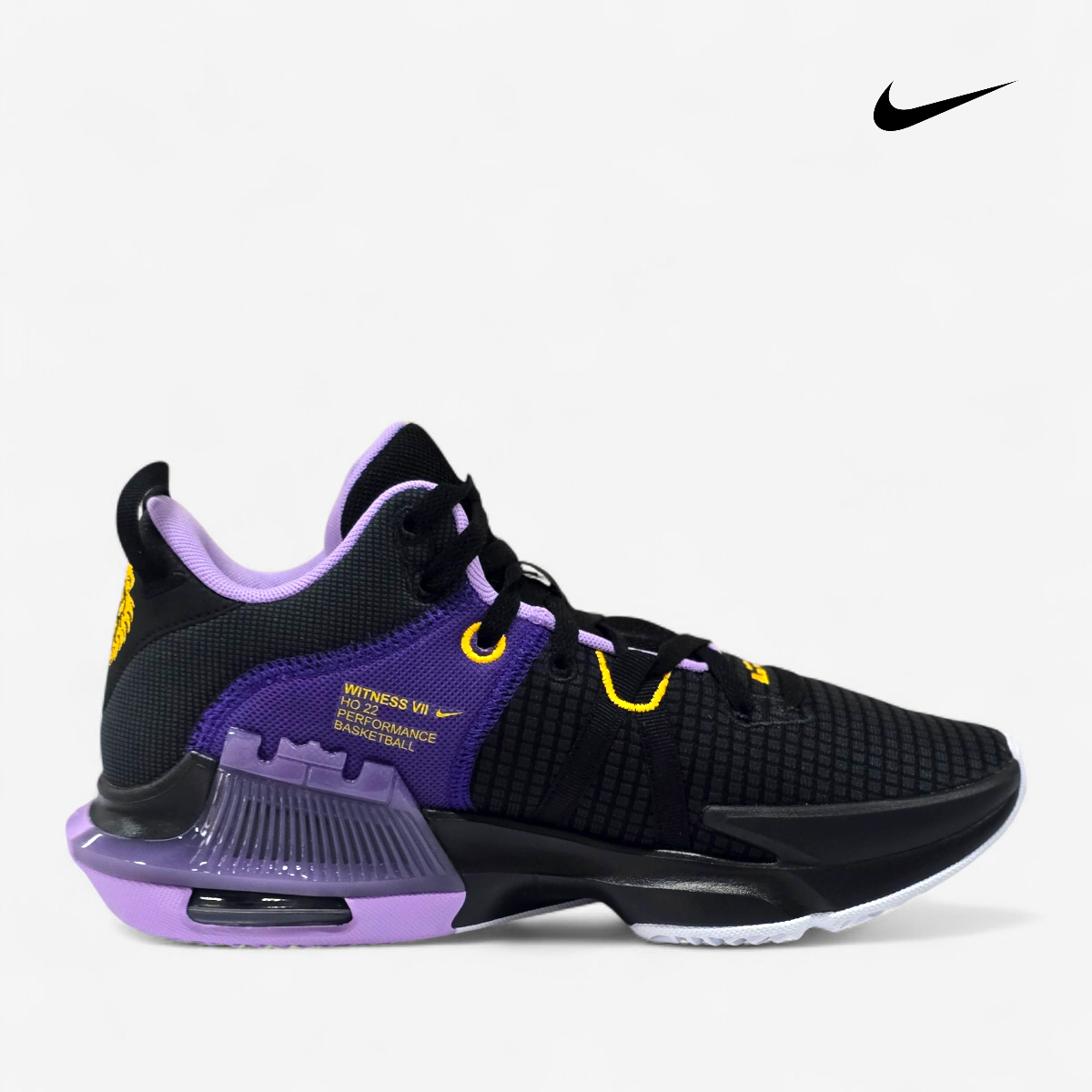 Tenis Hombre Basquetbol 27.5 Edicion LeBron James WITNESS VII 7 Nike Negro Morado Lakers
